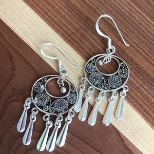 925 Sterling Silver Filigree Dangle Earrings
